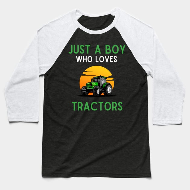 Funny Vintage Tractor Just A Boy Who Loves Tractors Gifts Baseball T-Shirt by PlaneteeShop